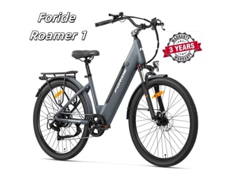 Bicicleta Elétrica Foride Roamer 1 250w 100km Autonomia Pneus 27.5 Freio Disco Bateria 36v 13ah E Suspensão Bloqueável 7 Velocidades Cinza