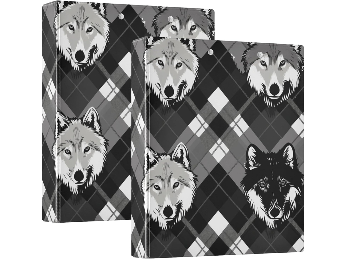 Pasta Wolf Preta E Cinza de 1, 5 Polegadas, Três Carimbos Com Prancheta, Pacote Com 1 2 Unidades, Materiais de