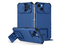 Suporte Casa Pó Slide Para Iphone 14 Pele Sintética Azul