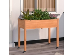 Vidaxl Floreira C/ Forro E Rodas 118x59x80 Cm Abeto Maciço Castanho