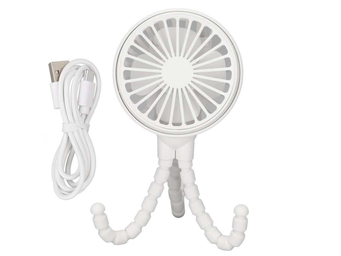 Aetheria ventilador Portátil Mini com Tripé Flexível 3 Velocidades Recarregável 360° Branco
