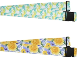 Conjunto De 2 Cintas Bagagem Com Desenho Fênix Feito À Mão, Nas Cores Amarelo Fluorescente E Azul, Muito Resistentes E