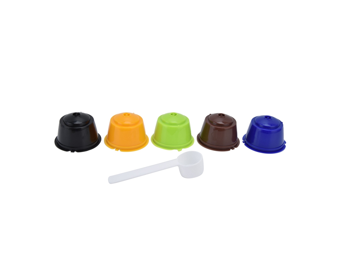 5pcs Cápsulas Reutilizáveis 50ml com Colher para Dolce Gusto Melody, Genio, Mini Me, Esperta, Circolo | S/MARCA