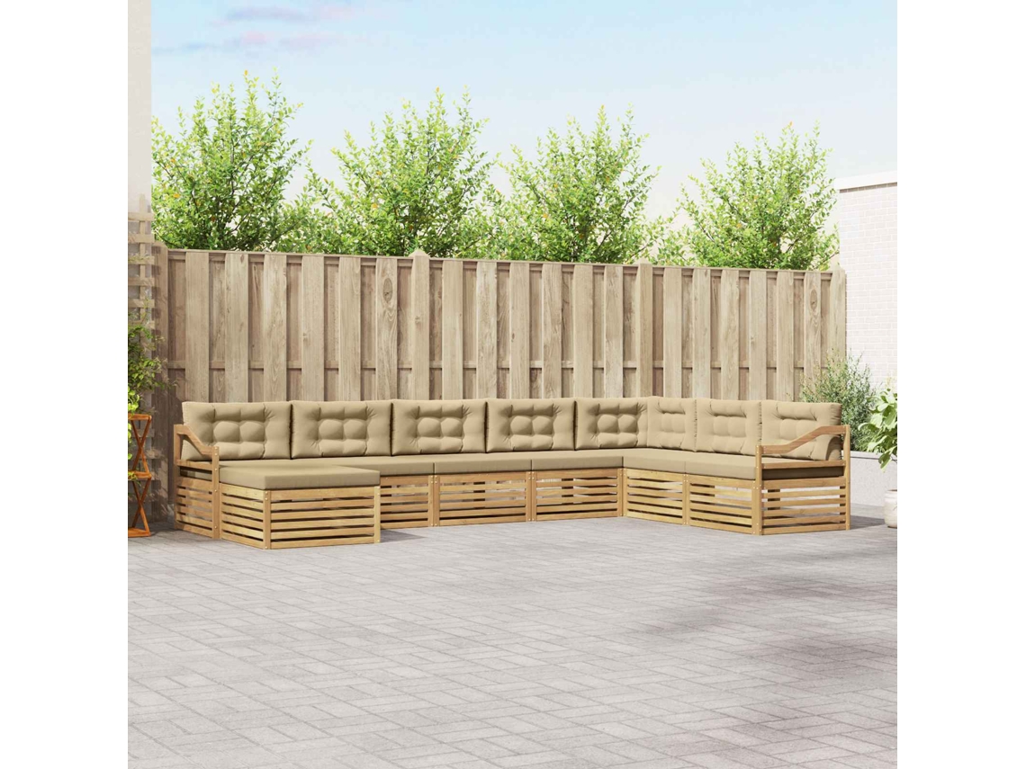 Vidaxl Conjunto De Sofás Para Exterior 8 Unid. Branco E Bege Poliéster