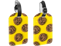 Conjunto De 2 Etiquetas Bagagem Em Imitação Couro Biscoitos Chocolate