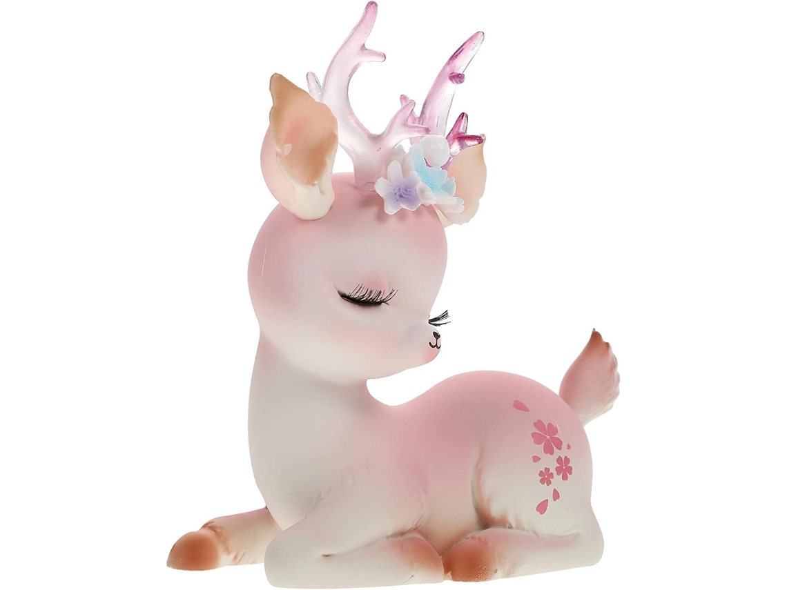 Omni adorno de Pastel de Ciervo Bebé Miniatura Estatua Cierva Renos Cria Decoración Animal Bosque Mesa Decoración para Baby Shower Cumpleaños