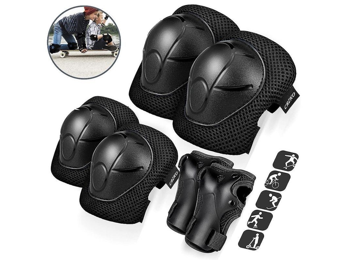 Joelheiras e cotoveleiras para crianças de 3 a 8 anos, equipamento de segurança para patinação, ciclismo e patinete, Enn Black