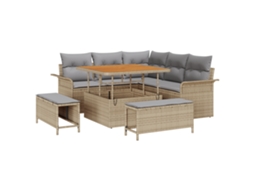 Conjunto 8 Sofá De Jardim Vidaxl Bege Vime Pe (100 X 100 X 71 Cm)
