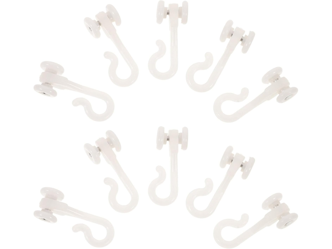Ganchos De Plástico Branco Para Pendurar Cortinas E Mosquiteiros, 10 Peças, Design Elegante Para Instalação Sem Danos Em