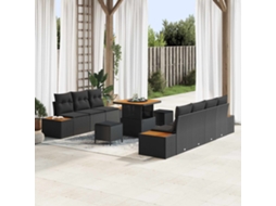 Vidaxl Conjunto De Sofá De Jardim 10 Unid. 9-número De Lugares Preto