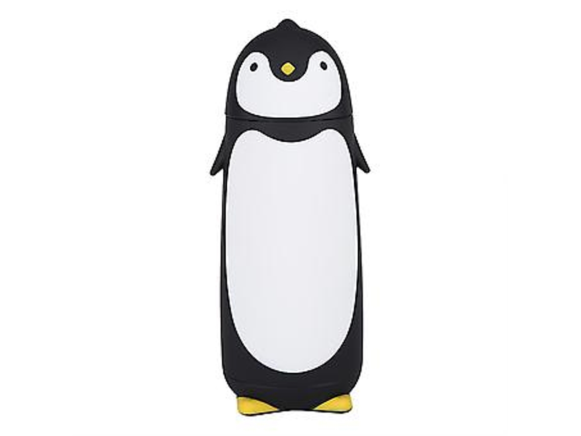 Garrafa De Água De Vidro Portátil De Pinguim Fofo 300ml, Caneca De Viagem Com Dupla Camada, Preta Brilvibera