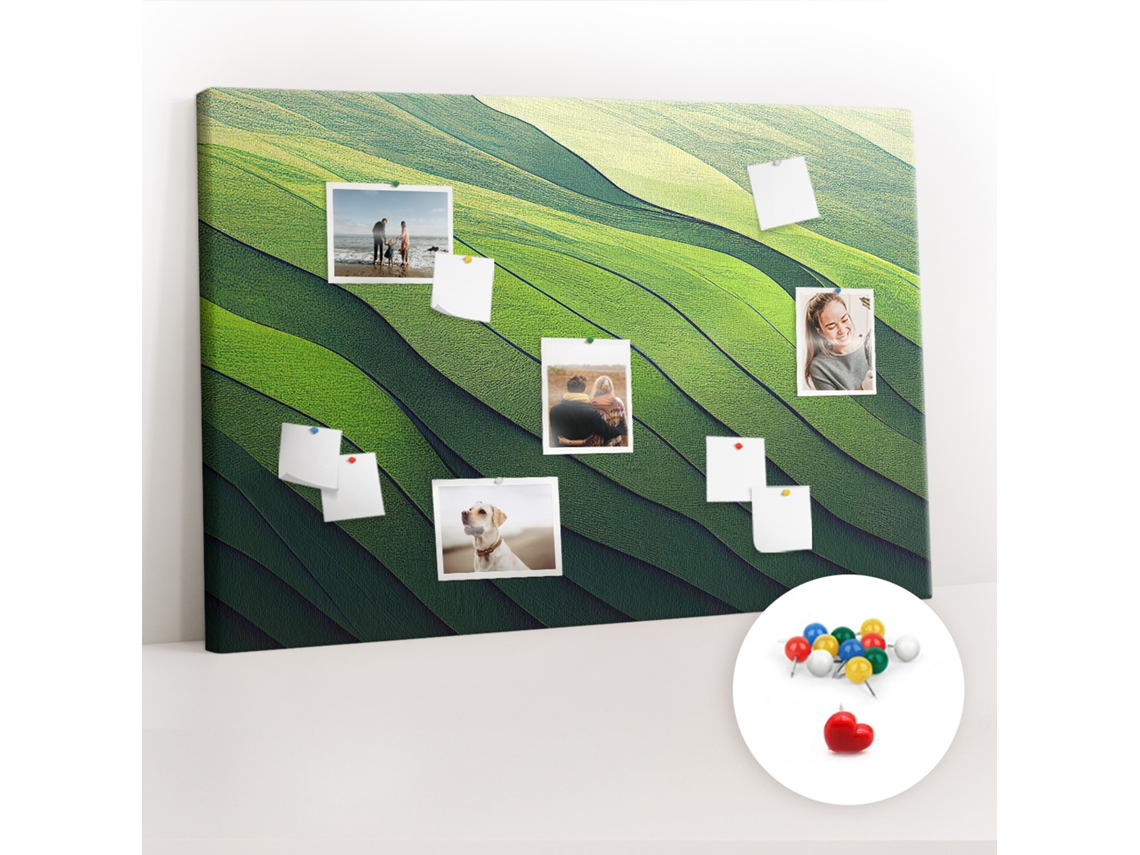 Painel De Cortiça Para Parede Abstração Campos Verdes Para O Quarto Das Crianças Espelharte (120x80 Cm)