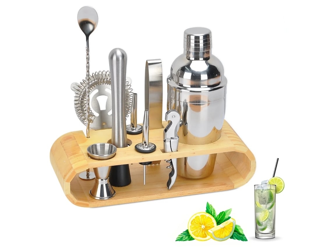 Conjunto De Coqueteleira 10 Peças Profissional De Aço Inoxidável Para Barman Ferramentas Para Fazer Bebidas Yunzii (750ml)