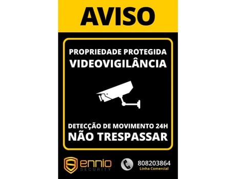 Placa Dissuasora ENNIO SECURITY Placa de CCTV