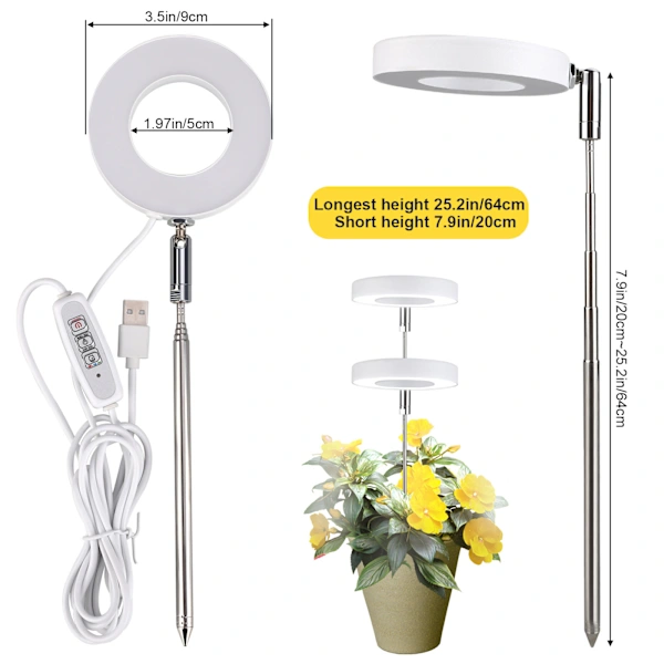 Oferta Imperdível A Um Preço Baixo! Lâmpada Para Plantas, Lâmpada Led De Espectro Total Para Plantas De Interior, 5v Glad Aquaforge