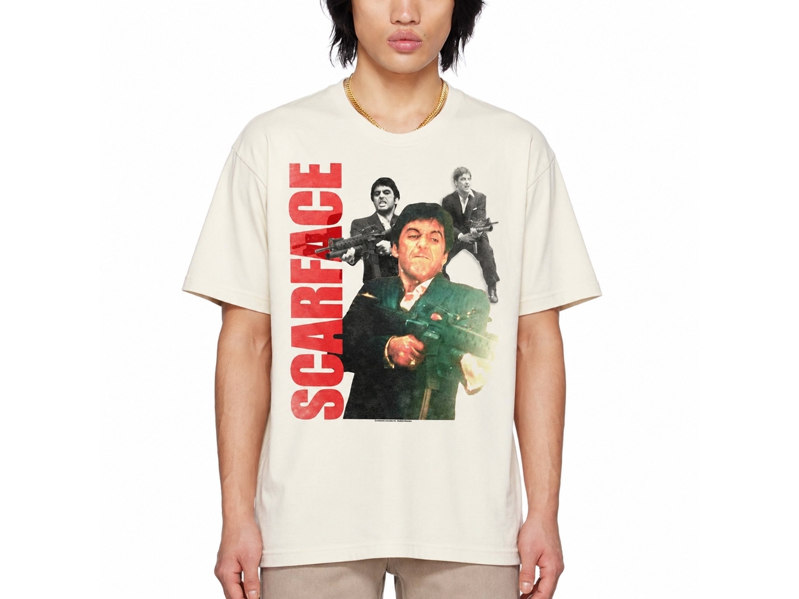 Rockinstone Scarface Movie Tony Collage Solid Natural Adult T-shirt Size:xxl