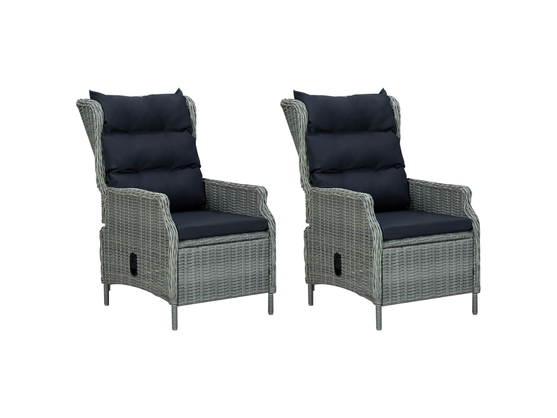 Maison Exclusive - 9 Pcs Conj. Jantar Exterior + Almofadões Vime Pe Cinzento-claro