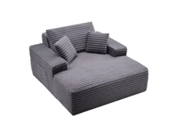 Chaise Longue Relaxante Sofá Cama Estofado 1240 X 1700 X 700 Mm Cor Cinza Vevor