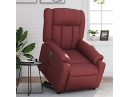 Vidaxl Poltrona Reclin. Elevatória Elétrica Couro Artif Vermelho-tinto