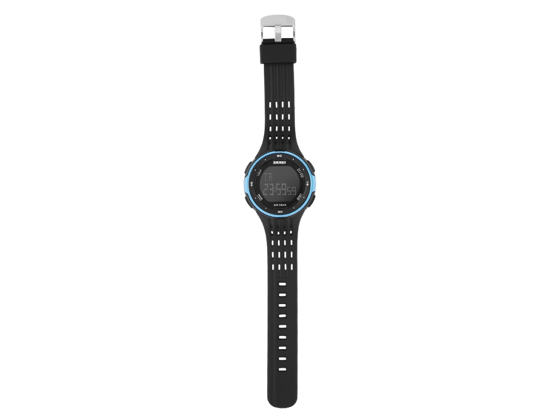 Reloj Digital Deportivo Con Luz De Fondo Redondo Impermeable Pulsera Azul