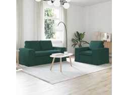 Vidaxl Conjunto De Sofás 2 Unid. Verde Escuro Tecido