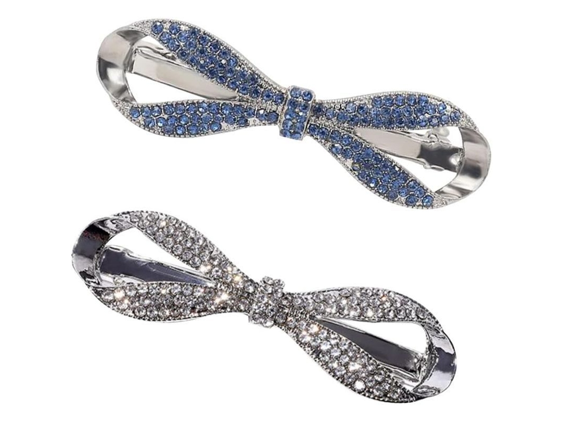 2 Prendedores de Cabelo com Strass Cristal Branco Prendedores de Cabelo para Meninas e Mulheres