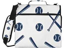 Conjunto de 3 anéis com estampa de bola de golfe, 8 cm, azul e branco, com zíper e alça de ombro, bolsa para armazenamento.
