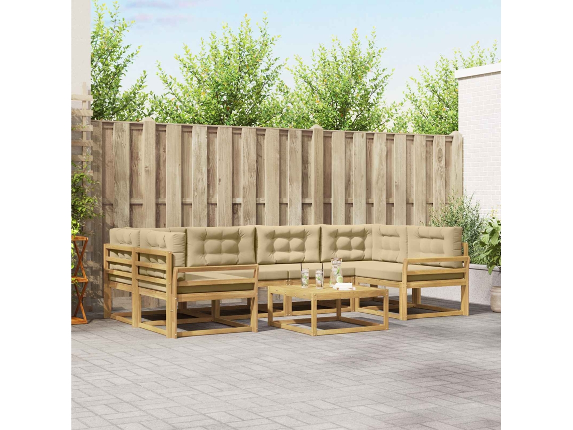 Vidaxl Conjunto De Sofás Para Exterior 5 Unid. Branco E Bege