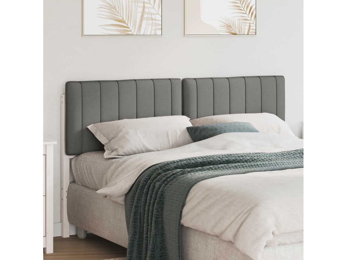 Vidaxl Cabeceira Estofada Com Cabeceira Branco E Cinza Claro 150 Cm