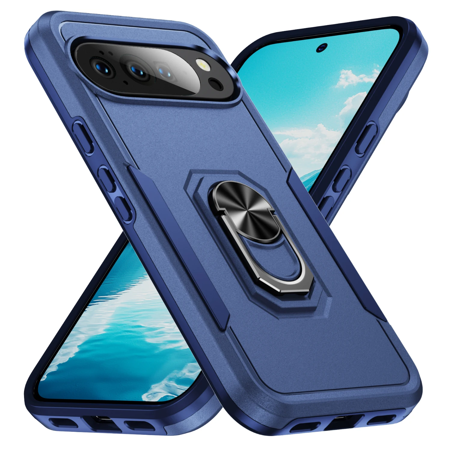 (azul, Google Pixel 10 Pro Xl) Capa Resistente Com Suporte Magnético Veicular, Anel De Suporte E Proteção Contra Quedas