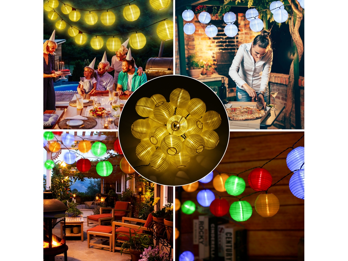 2026 luz de Fada Solar 6.5m 30 Leds com 2 Modos, Ip44, Bateria Recarregável 400mah, para Jardim Pátio Festa Natal