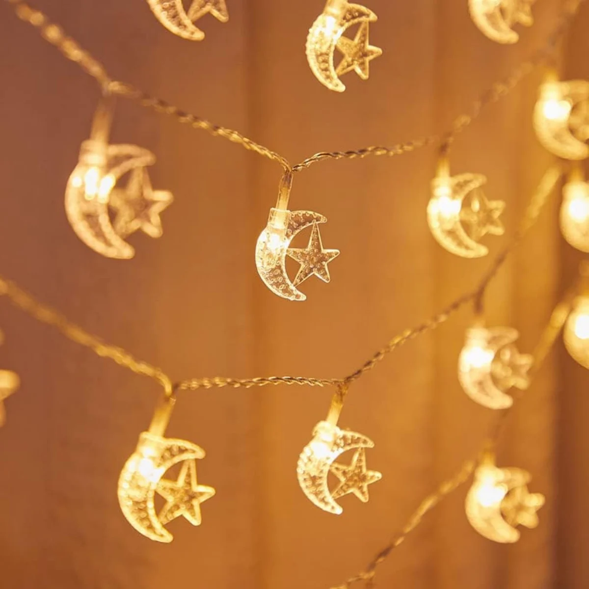 Luzes De Cordão Em Formato De Mini Lua E Estrela (3m Branco Quente), Decoração Para Festas