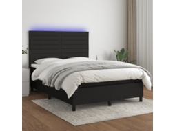 Cama Box Spring C/ Colchão E Led 140x190 Cm Tecido Preto