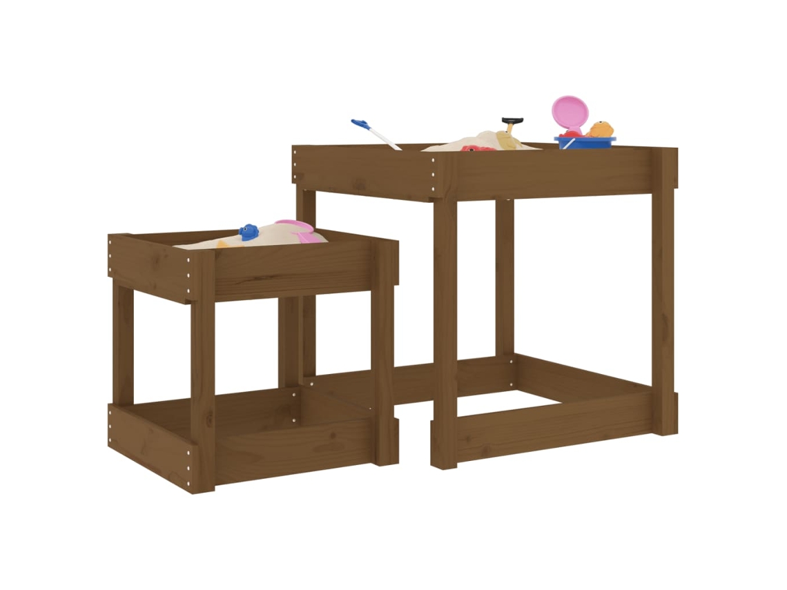 Vidaxl Mesas De Areia 2 Pcs Madeira De Pinho Maciça Castanho Mel