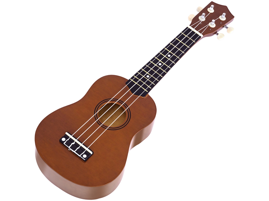 Ukelele 21 Polegadas, Marrom, Madeira 53 X 17.5 X 6.2 Cm, Com Cordas De Nylon Material, Para Principiantes, Soprano