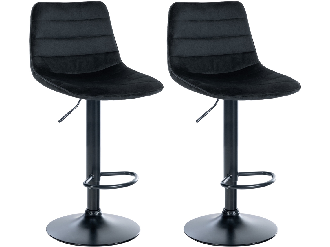 Conjunto de 2 bancos de bar Veludo Lex preto/preto fosco CLP