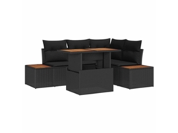 Vidaxl Conjunto De Sofá De Jardim 5 Unid. Preto E Marrom