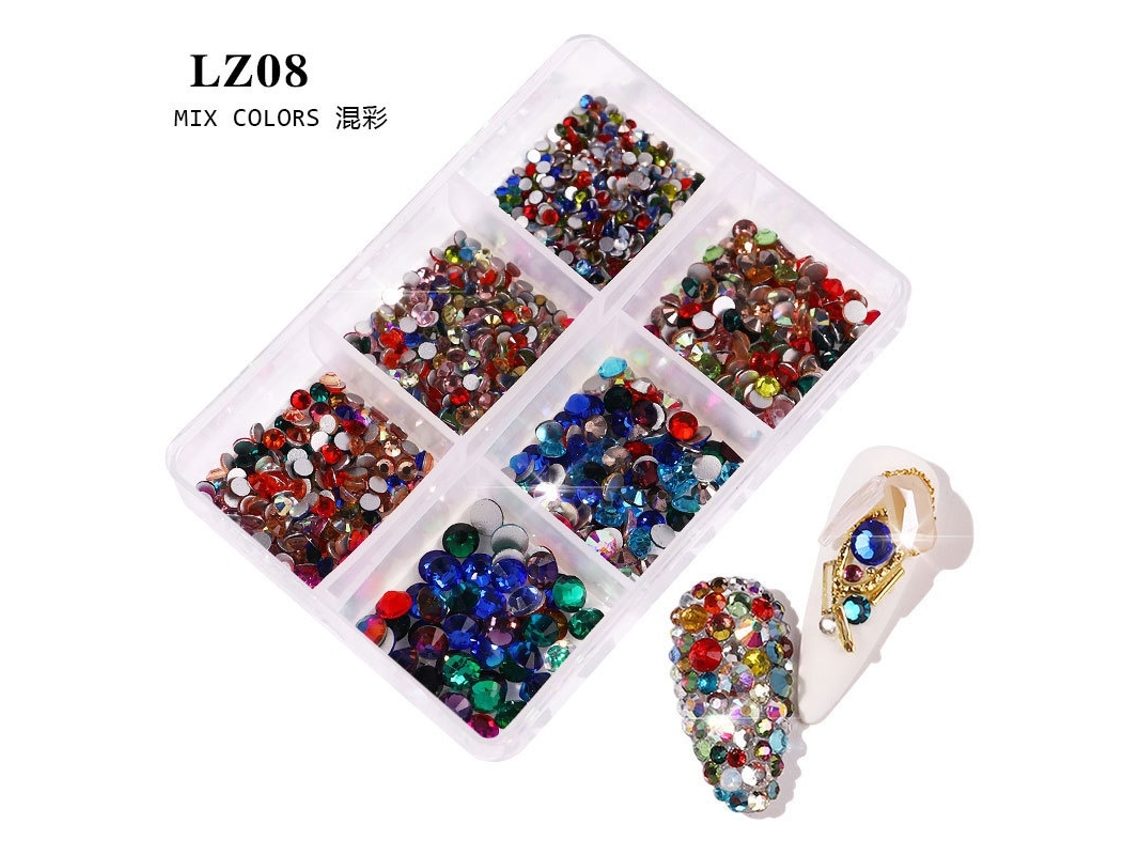Lurelia Strass De Base Plana Para Nail Art 3 Caixas 6 Compartimentos
