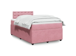 Vidaxl Cama Boxspring Com Colchão 120x190 Cm Veludo Rosa
