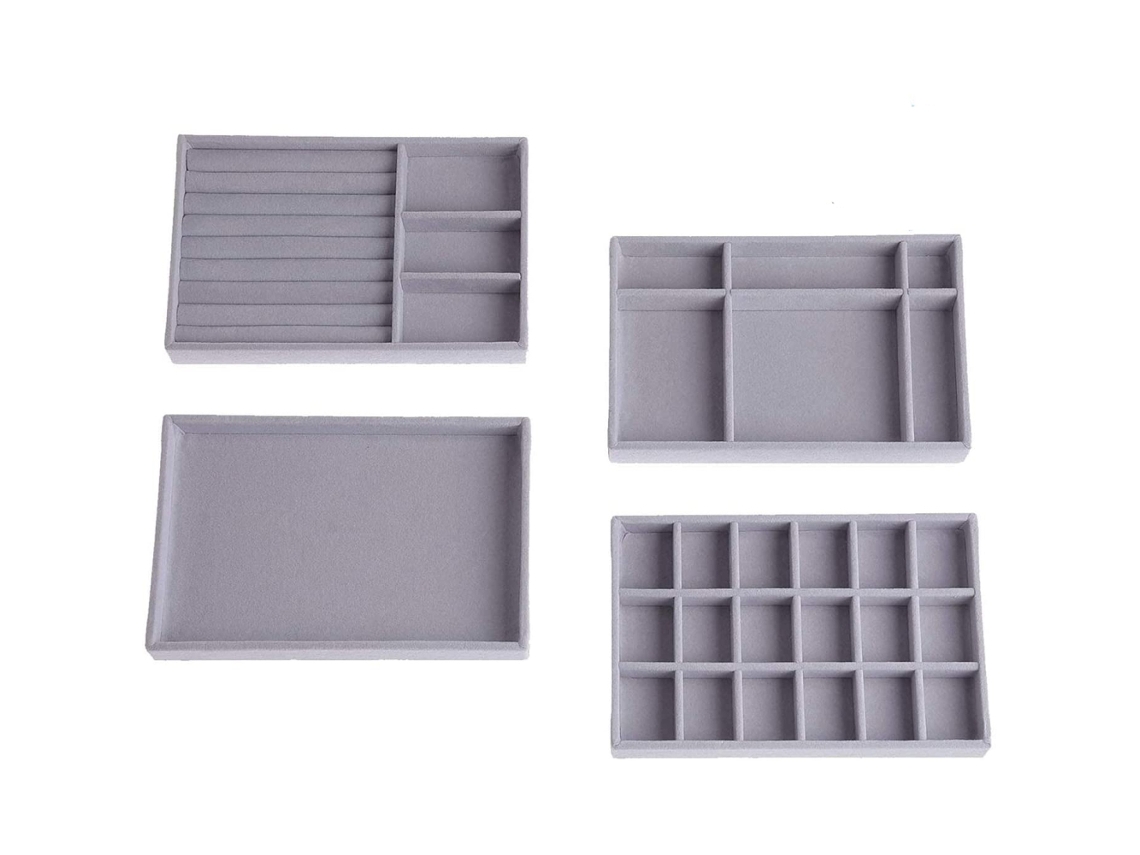 Conjunto de 4 bandejas empilháveis para joias Slowmoose