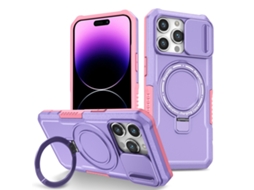 Capa Zruxe Compativel Com Iphone 14 Pro Max (sliding Camshield - Magsafe - Tpu Hybrid Pc - Rosa - Roxo)