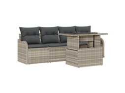 Conjunto 5 Conjunto De Sofás Para Exterior Vidaxl Cinzento-claro Vime Pe (100 X 55 X 73 Cm)