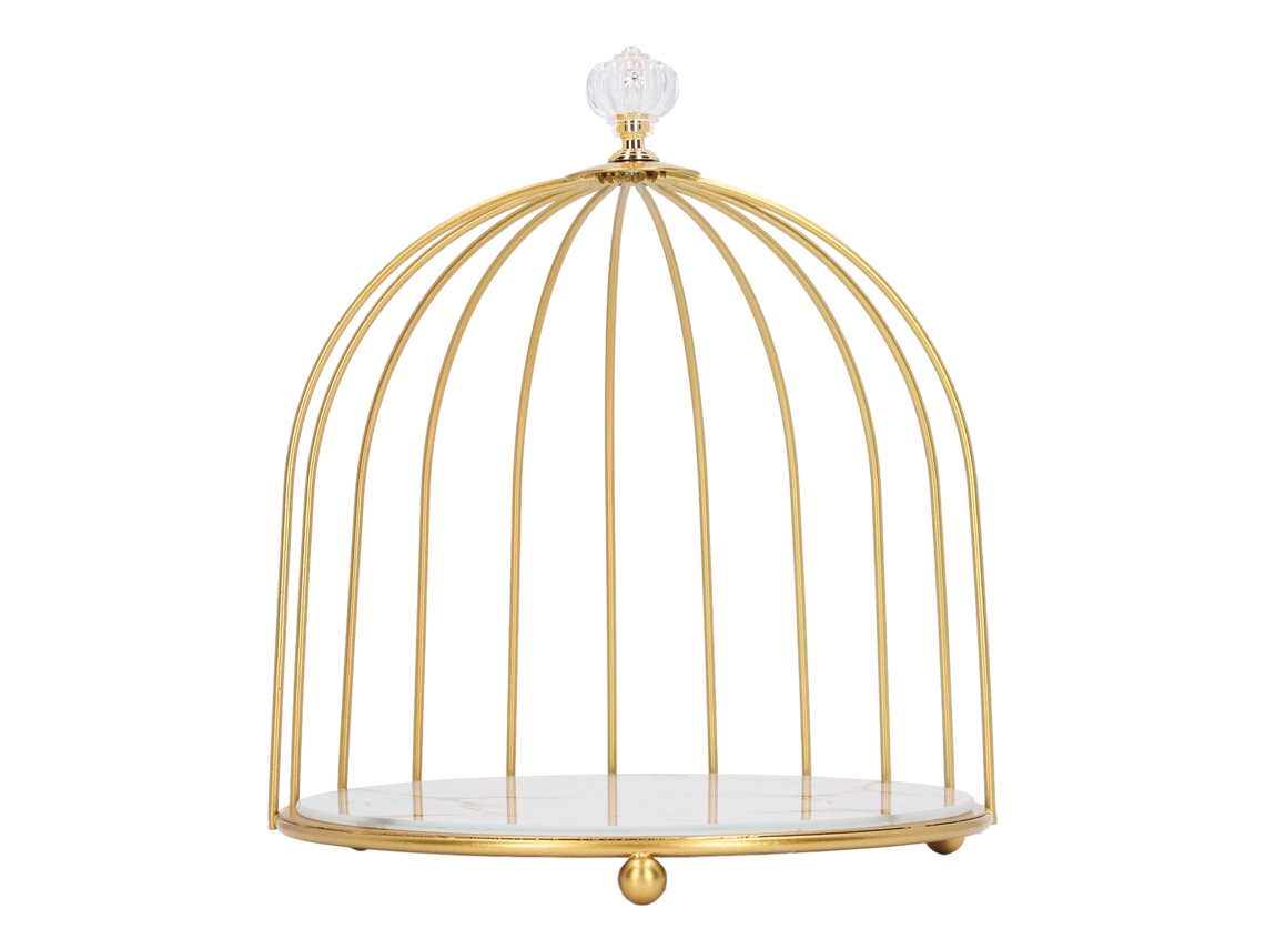 Organizador de Mesa Cosméticos Prateleira Branca Padrão Dourado
