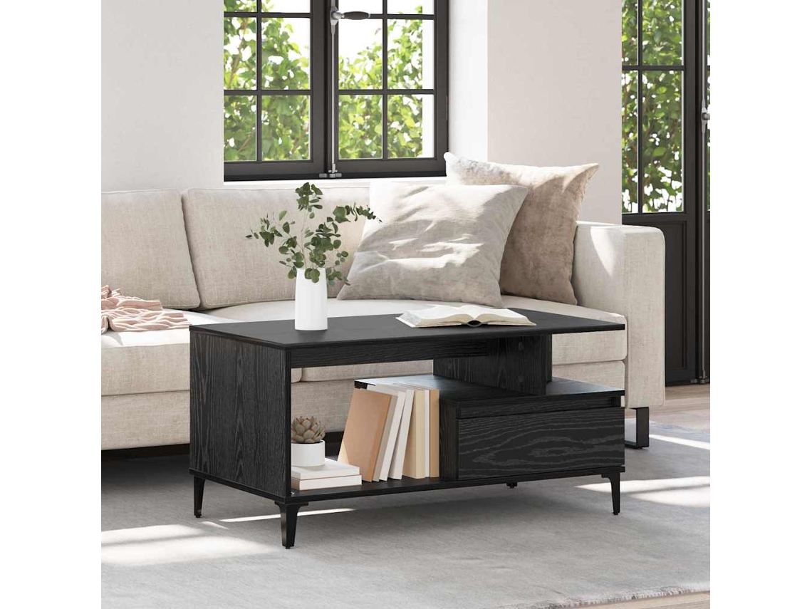 Vidaxl Mesa De Centro Carvalho Preto 90 X 49 X 45 Cm