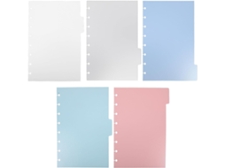 Divisórias Plásticas Para Fichário Nolitoy, 5 Peças, 5 Cores, Tamanho 14x 21, 5cm, Divisórias Com Abas Para Organização