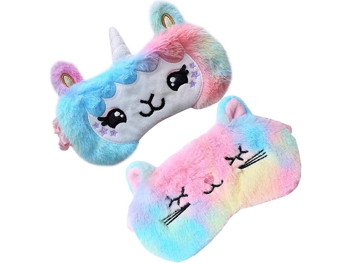 Conjunto com 2 Máscaras de Dormir Fofas com Estampa de Unicórnio e Gato para Meninas AQUAFORGE