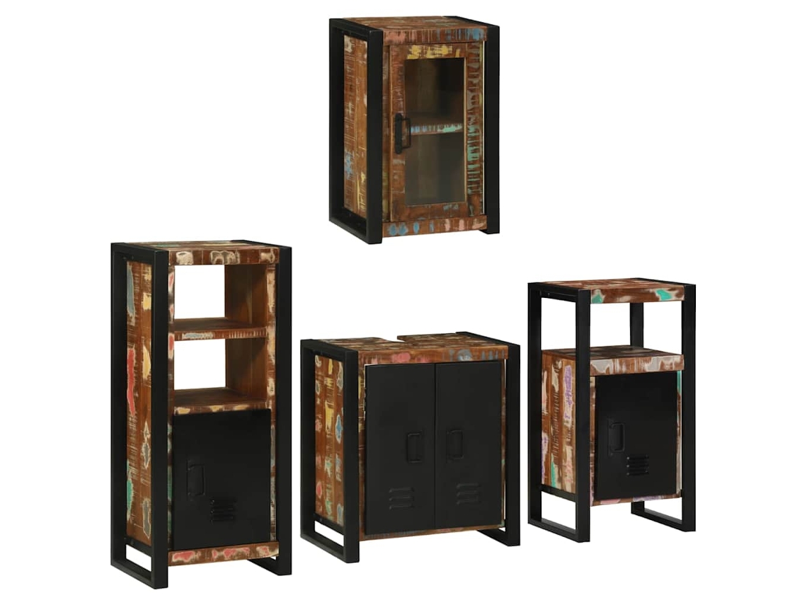 Vidaxl Conjunto De Móveis Para Banheiro Com Prateleira Com Porta 4 Pcs