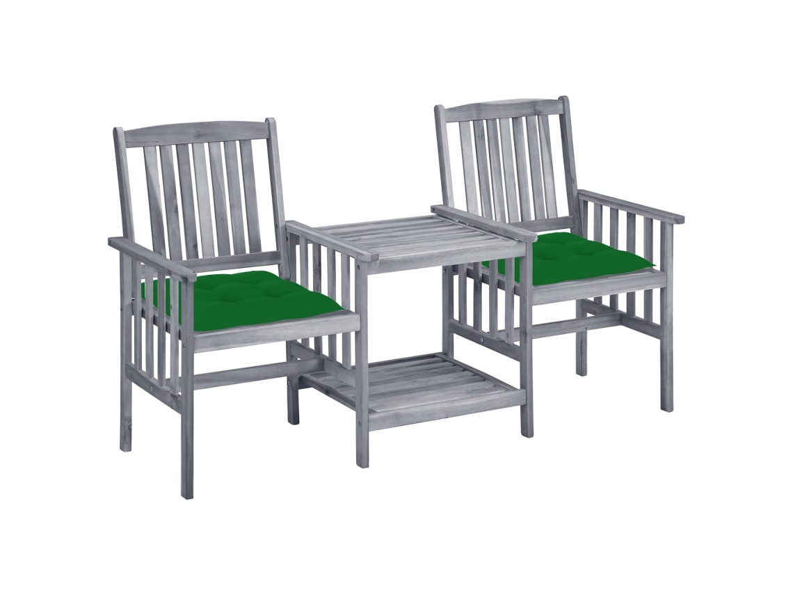 Cadeiras De Jardim C/ Mesa De Centro E Almofadões Acácia Maciça Dkd Home Decor