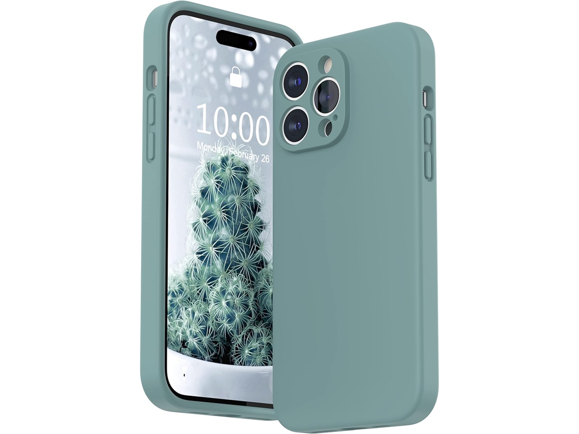Lente para Telefone Protetor Perfeito Espessa para iPhone 14 Pro Max HONGWE. Silicone Líquido Premium Verde
