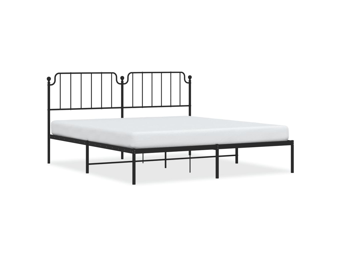 Bed Frame, Bed Frames Vidaxl Preto Aço (183 X 213 Cm)